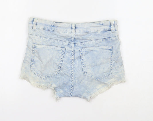 Divided Womens Blue Cotton Cut-Off Shorts Size 8 Regular Zip