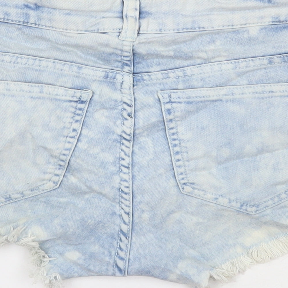 Divided Womens Blue Cotton Cut-Off Shorts Size 8 Regular Zip