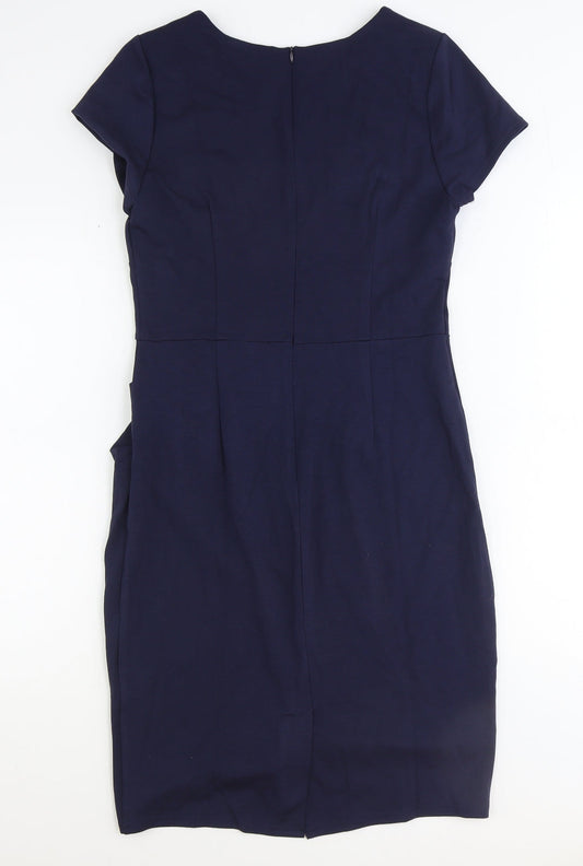 Miusol Womens Blue Rayon Shift Size L Square Neck Zip