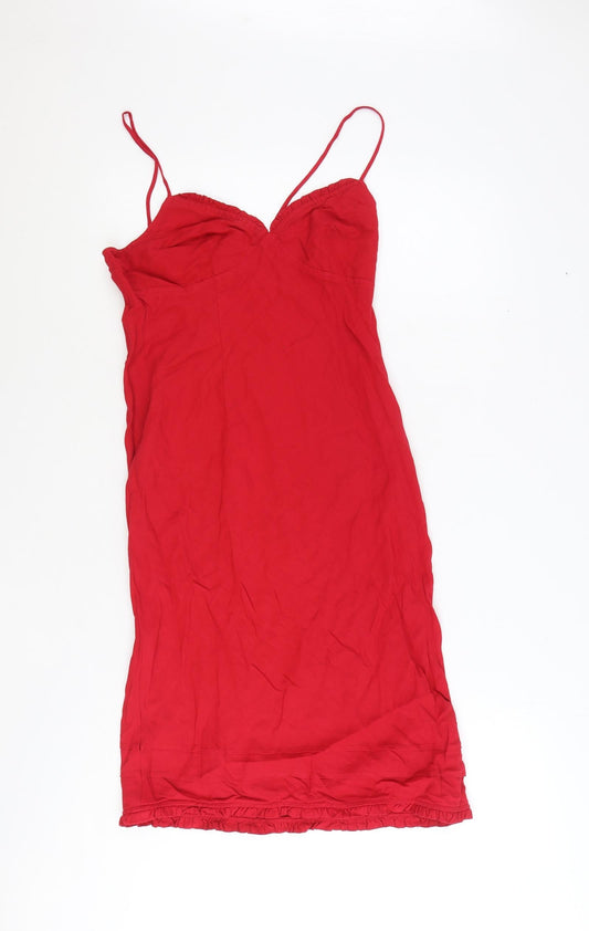 Debenhams Womens Red Polyester A-Line Size 12 Sweetheart Zip