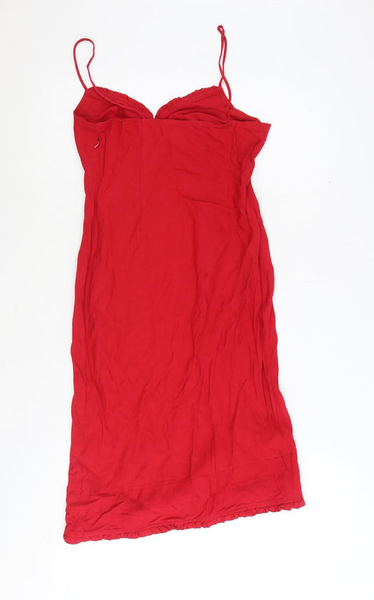 Debenhams Womens Red Polyester A-Line Size 12 Sweetheart Zip