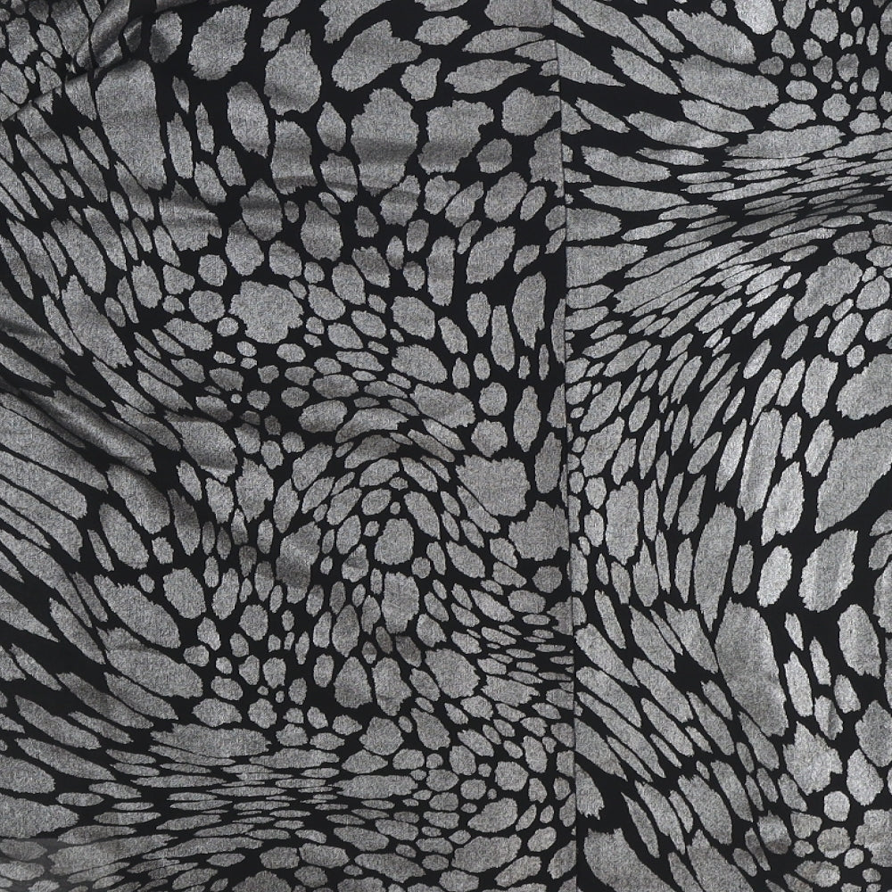 TU Womens Black Geometric Polyester Basic Blouse Size 14 Boat Neck