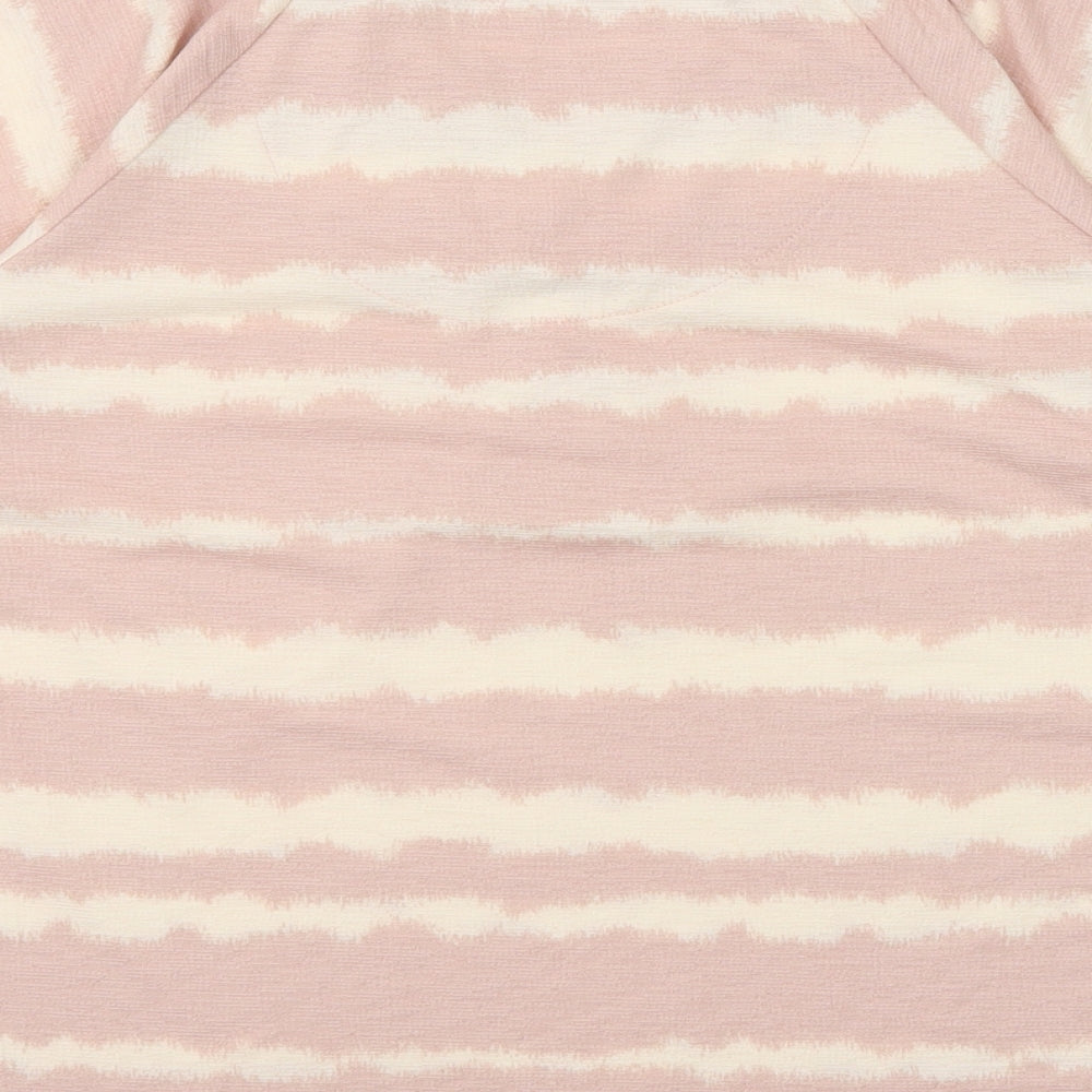 TU Womens Pink Geometric Polyester Basic T-Shirt Size 12 V-Neck