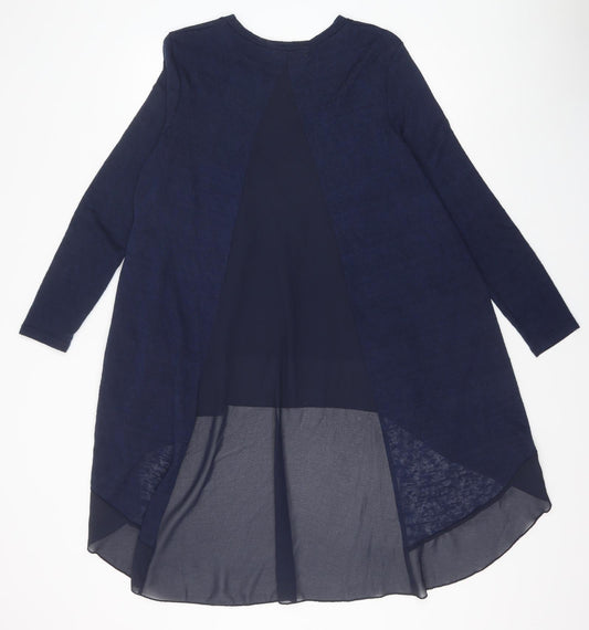 QED London Womens Blue Polyester Basic Blouse Size S Round Neck