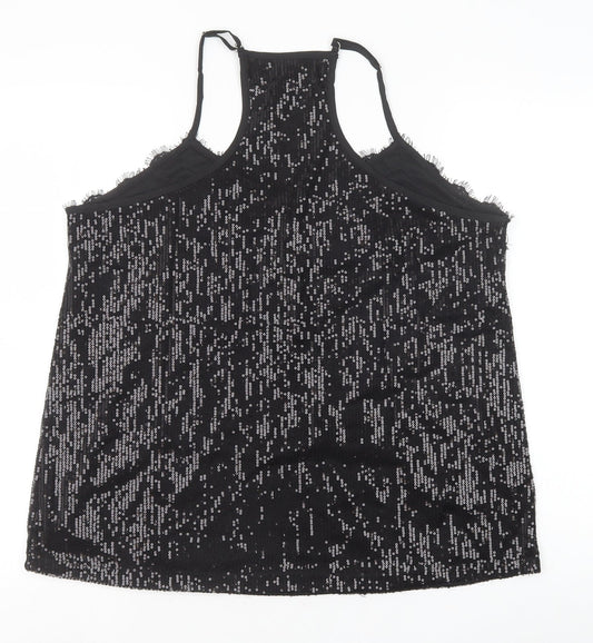 Womens UK Size XL Preworn Black Camisole Tank