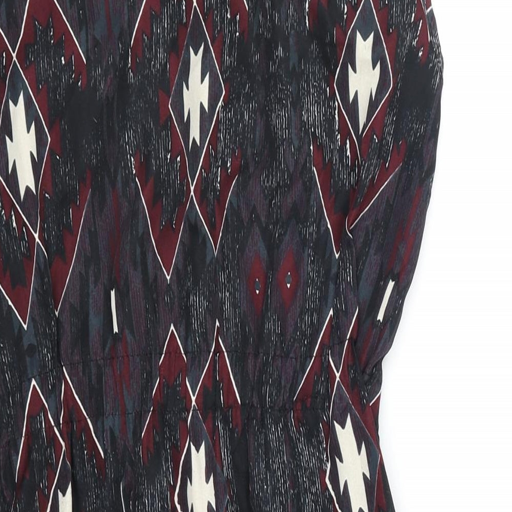 Mela London Womens Red Geometric Polyester Mini Size 8 Boat Neck Pullover