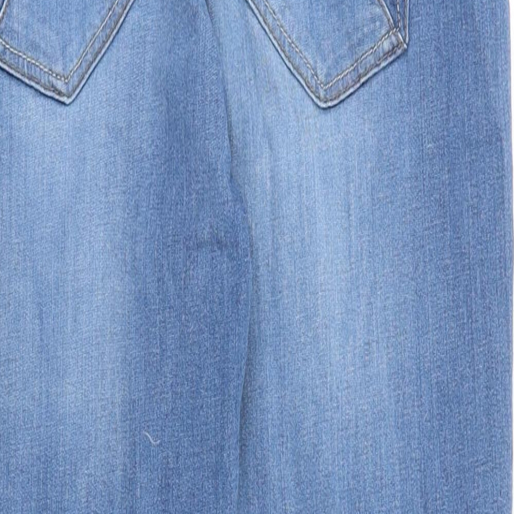 Denim & Co. Womens Blue Cotton Straight Jeans Size 12 Slim Zip