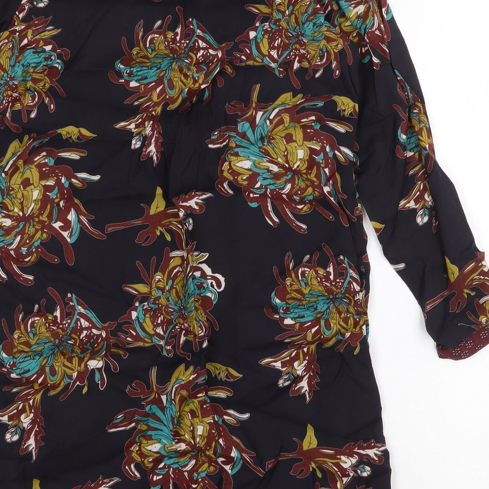 Individual Womens Black Geometric Viscose Shift Size M Round Neck Button