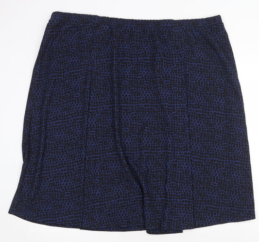 Bonmarché Womens Blue Geometric Polyester Swing Skirt Size 28