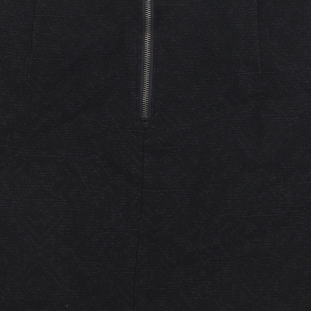 Marks and Spencer Womens Black Cotton Straight & Pencil Skirt Size 8 Zip