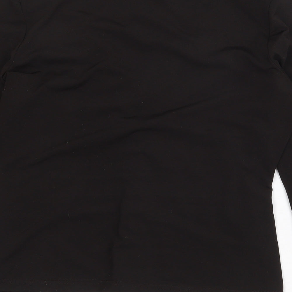 Oscar B Womens Black Polyester Basic Blouse Size 14 V-Neck