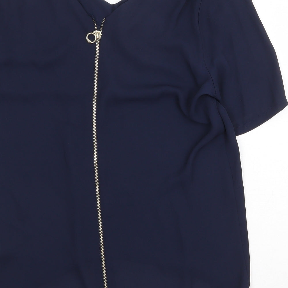 Atmosphere Womens Blue Polyester Basic Blouse Size 12 V-Neck
