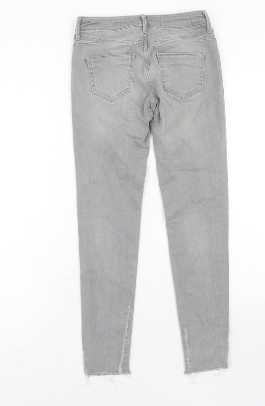 Denim & Co. Womens Grey Cotton Skinny Jeans Size 4 Regular Zip