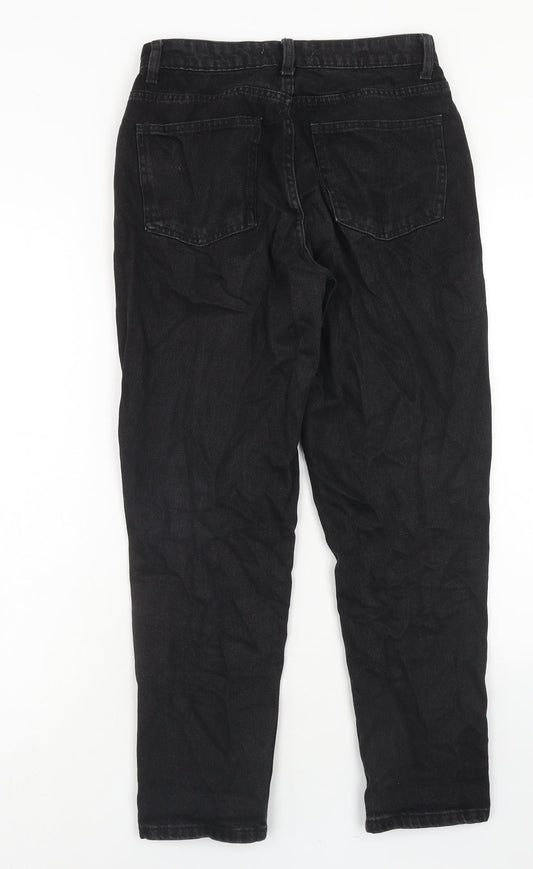 Denim & Co. Womens Black Cotton Straight Jeans Size 10 Regular Zip