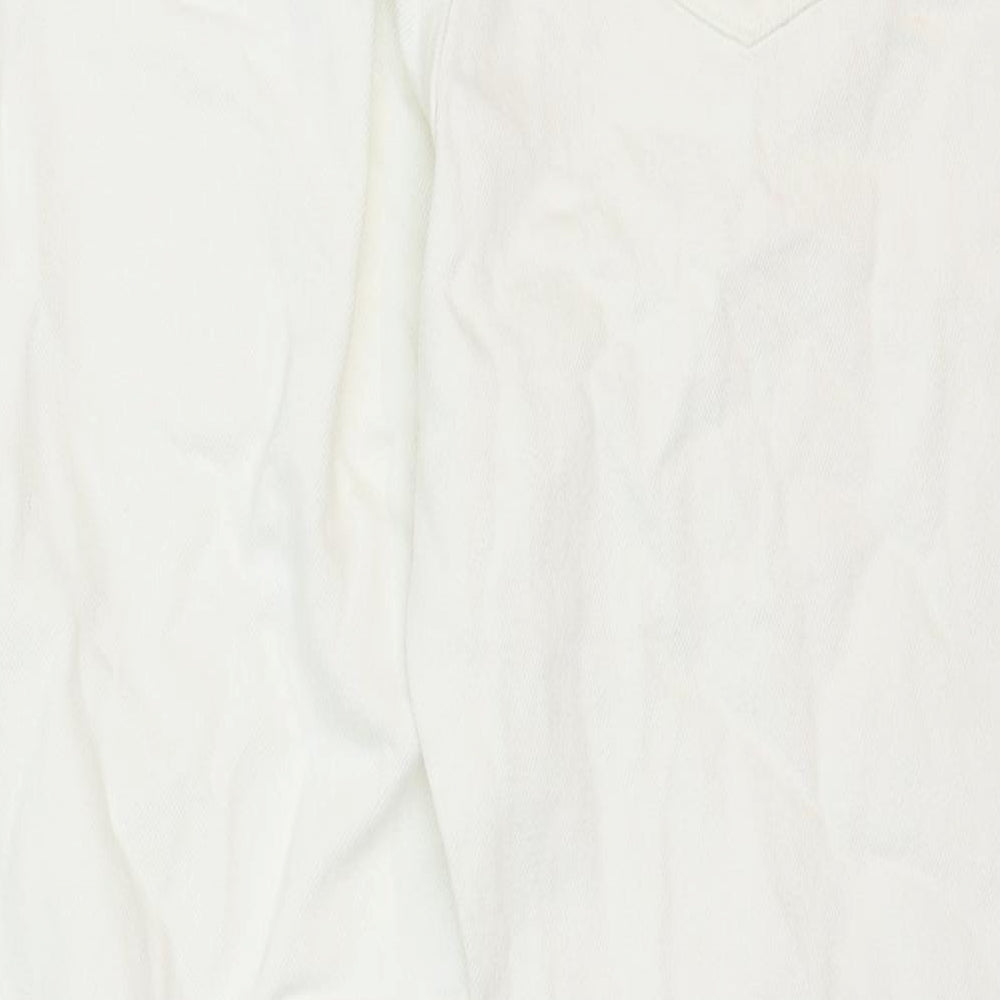 Bershka Womens White Cotton Straight Jeans Size 8 Regular Zip