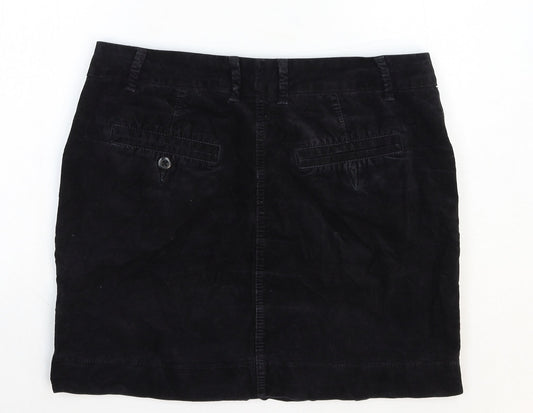 Marks and Spencer Womens Black Cotton Mini Skirt Size 12 Zip