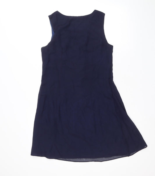 Angel Eye Womens Blue Polyester A-Line Size M Scoop Neck Zip - Size M-L