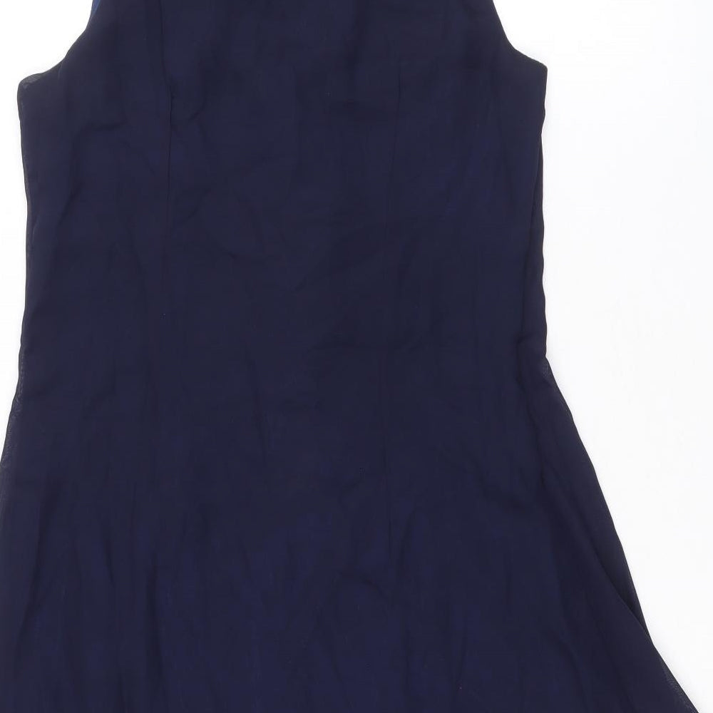 Angel Eye Womens Blue Polyester A-Line Size M Scoop Neck Zip - Size M-L