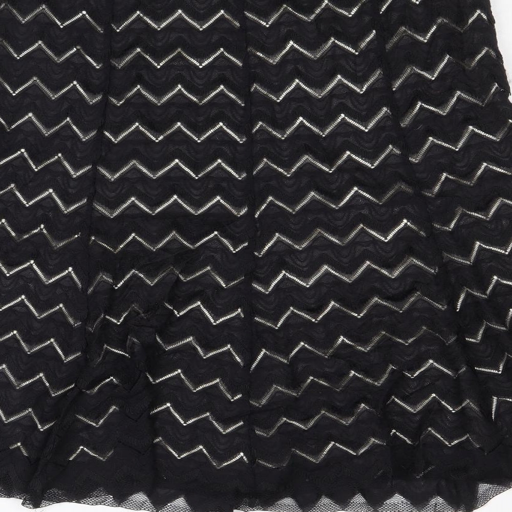 Marks and Spencer Womens Black Geometric Polyamide Swing Skirt Size 12 Zip