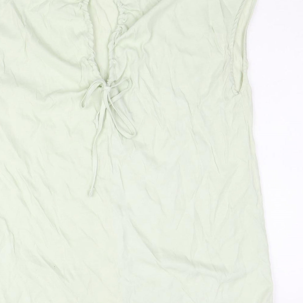 Primark Womens Green Polyester Basic Blouse Size 10 Boat Neck - Tie Back Detail