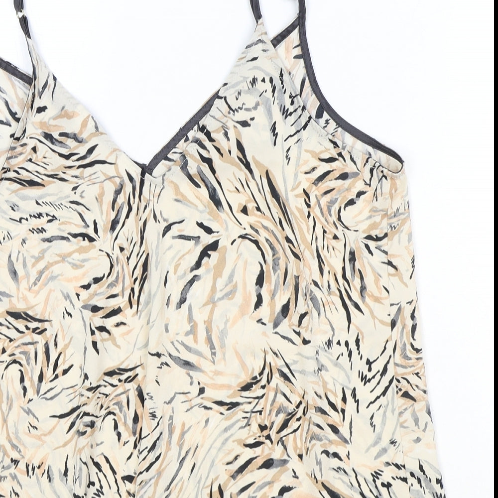 Primark Womens Brown Geometric Polyester Basic Tank Size M V-Neck