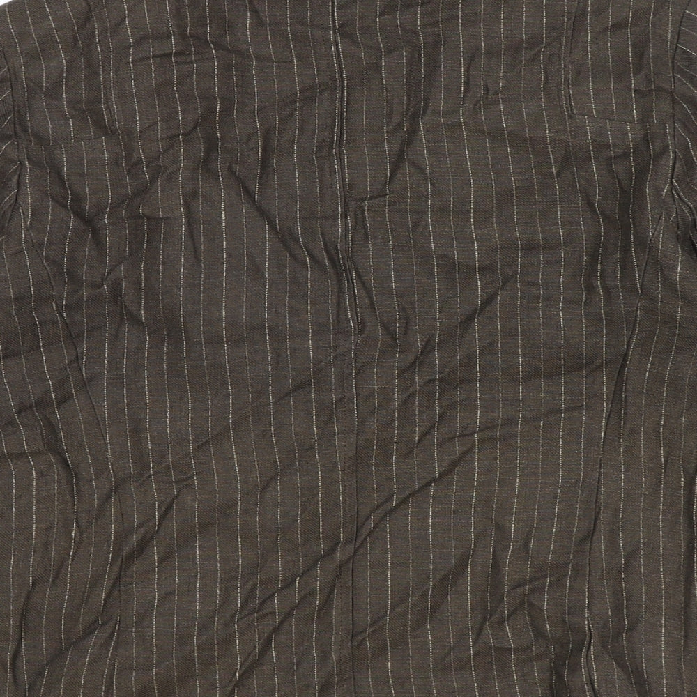 John Lewis Womens Brown Striped Linen Jacket Blazer Size 10