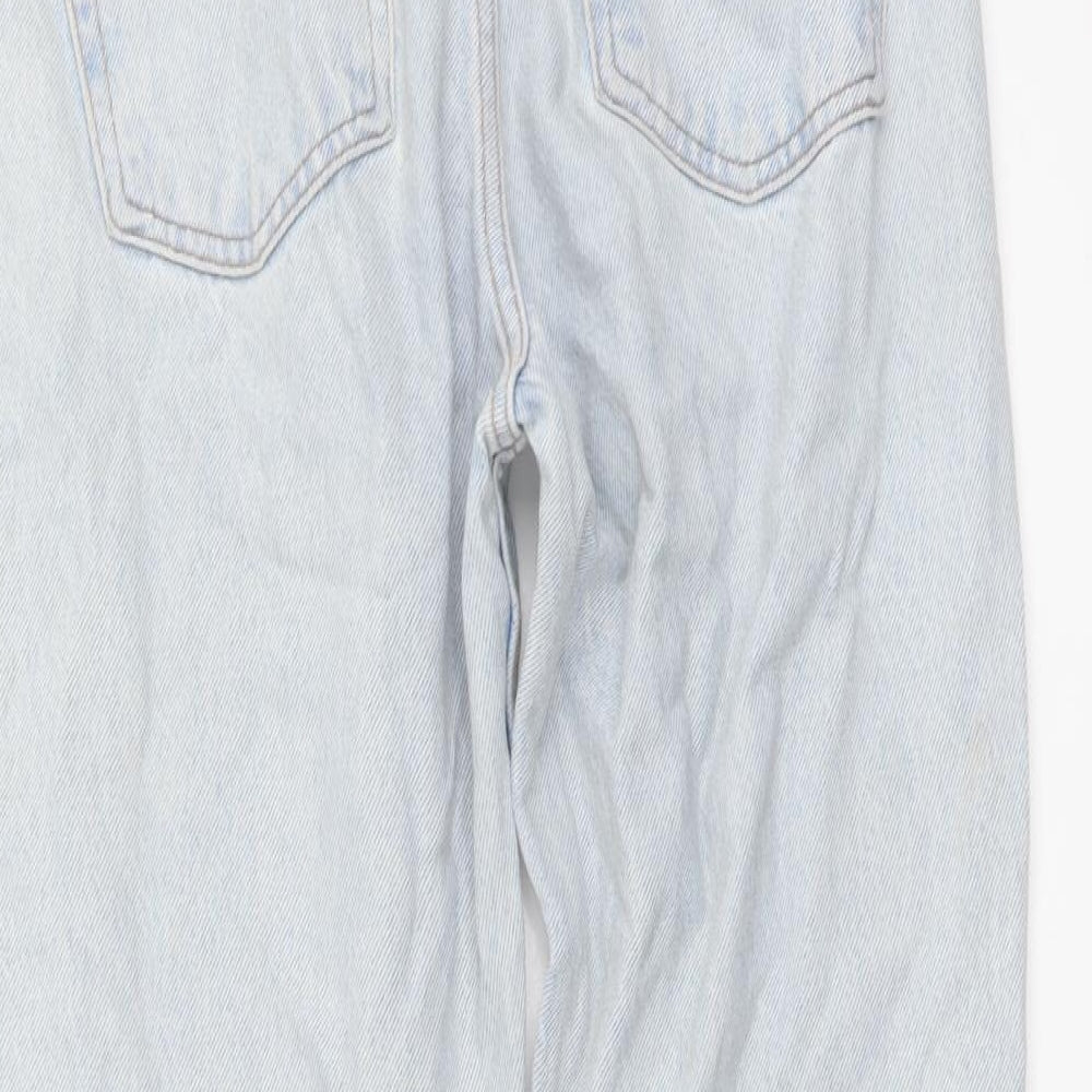 Mango Womens Blue Cotton Straight Jeans Size 4 L25 in Regular Button