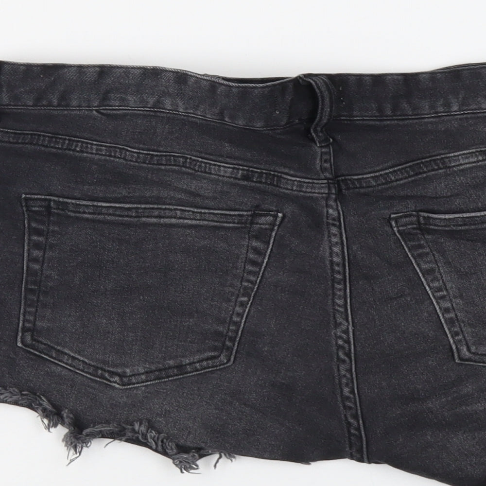 H&M Womens Grey Cotton Cut-Off Shorts Size 10 L3 in Regular Button