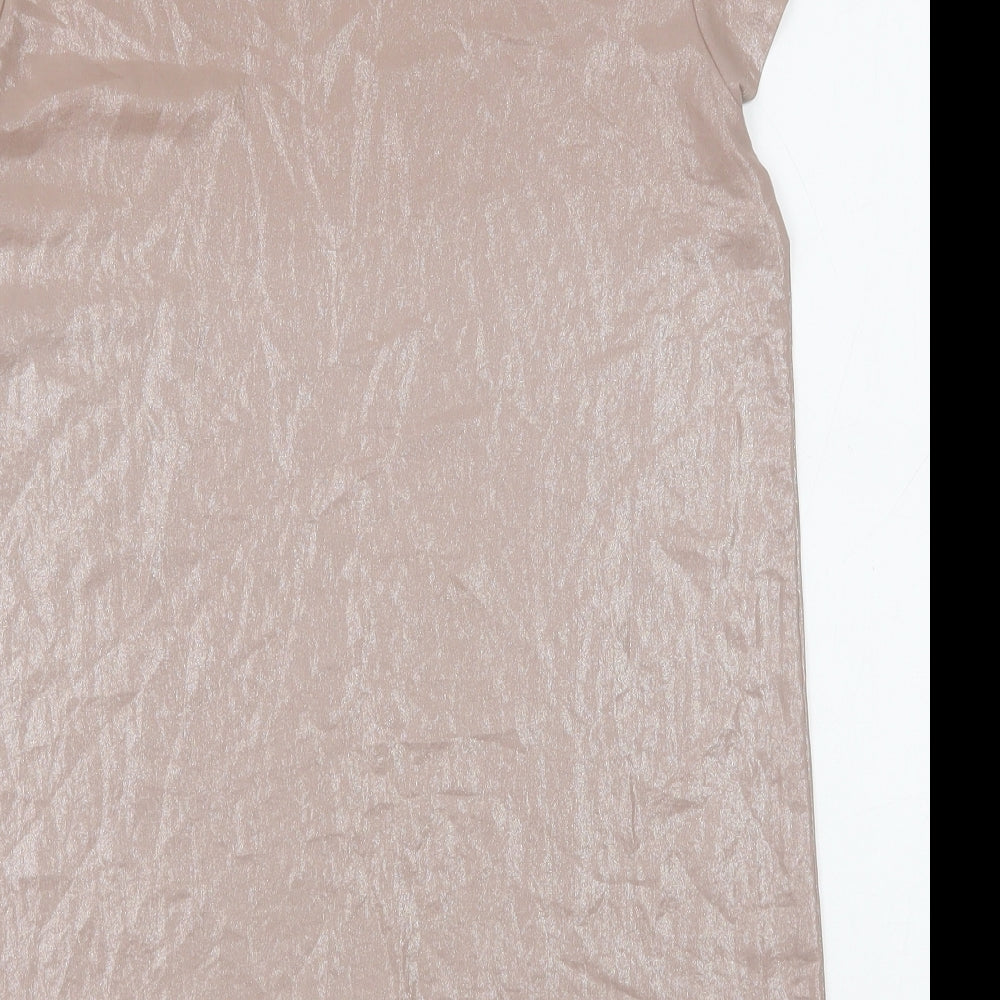 Womens UK Size 10 Warehouse Beige Tunic T-Shirt