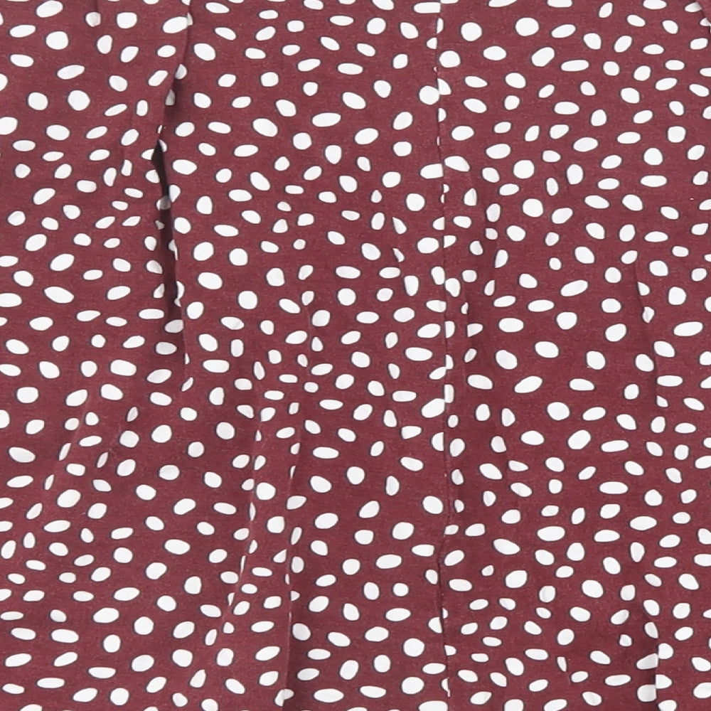 ASOS Womens Red Geometric Viscose Skater Skirt Size 14