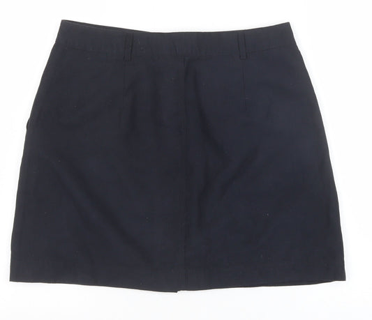 New Look Womens Blue Polyester A-Line Skirt Size 10 Snap