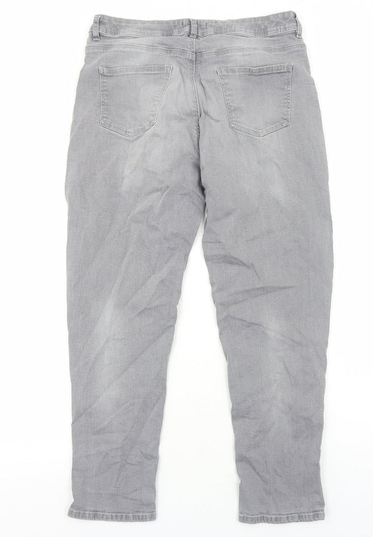 TU Womens Grey Cotton Skinny Jeans Size 14 Regular Zip