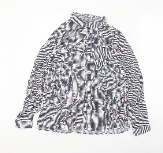 Womens UK Size 14 Papaya White Basic Button-Up