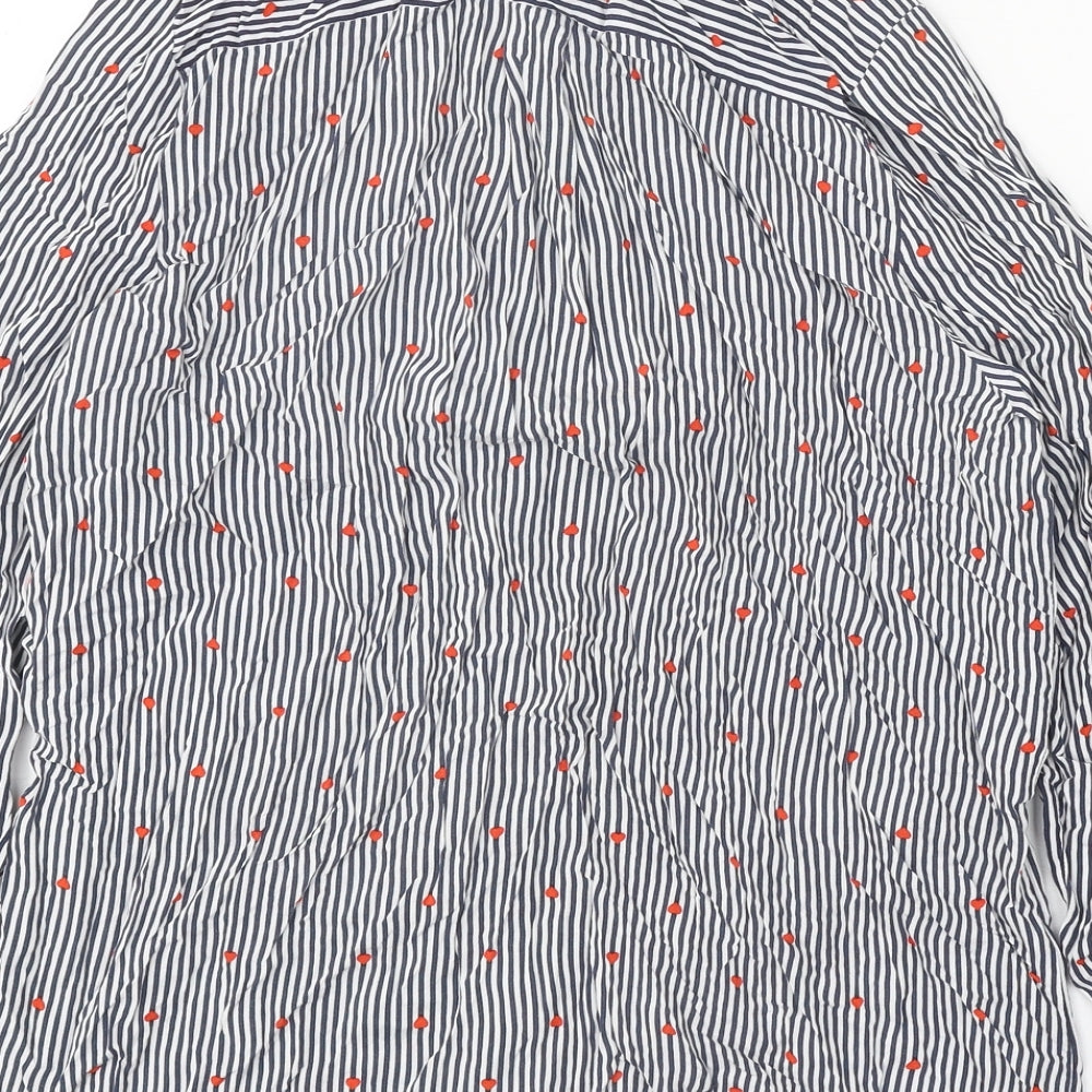 Papaya Womens White Striped Viscose Basic Button-Up Size 14 Collared - Hearts