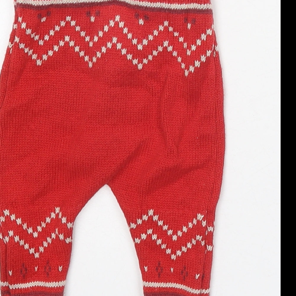 NEXT Baby Red Geometric 100% Cotton Jogger Leggings Size 0-3 Months L50 cm Pullover