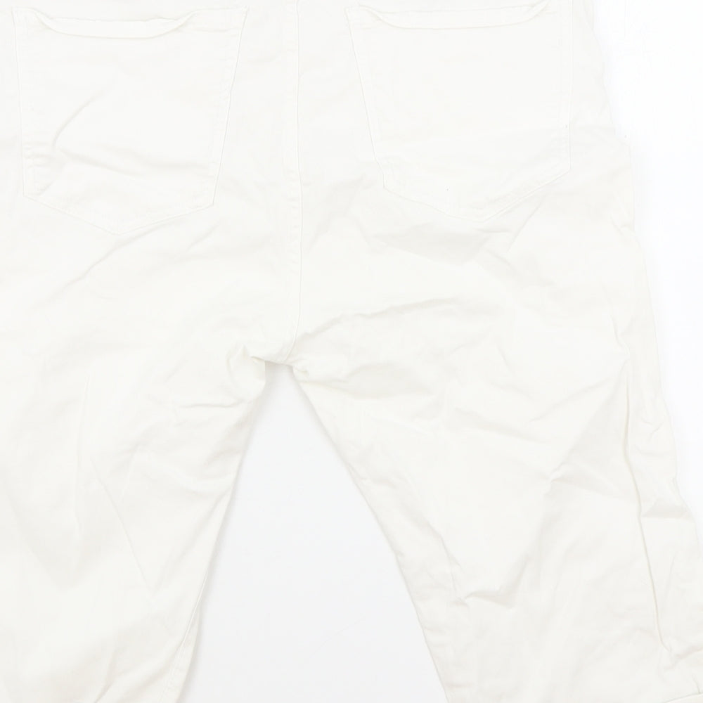 Pamlo Due Womens White Cotton Straight Jeans Size 34 in Regular Zip