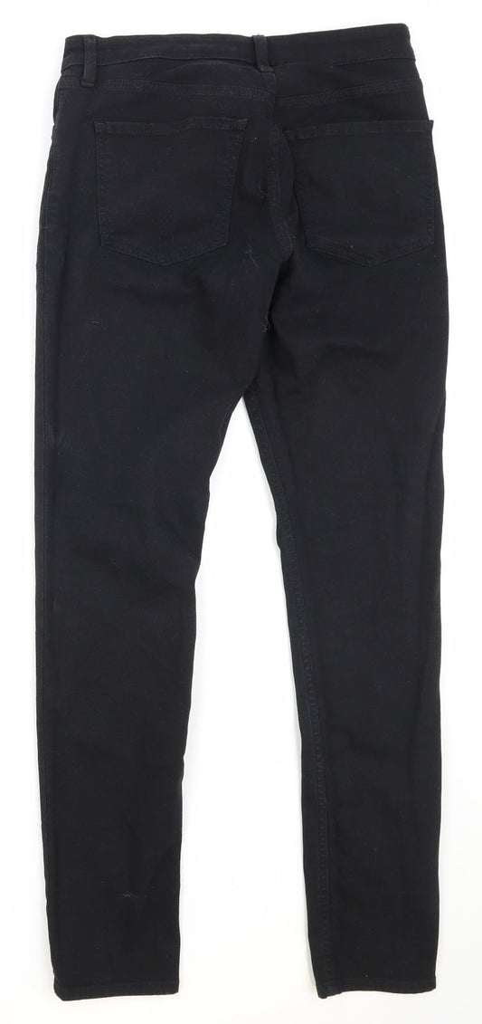 Topshop Womens Black Cotton Skinny Jeans Size 28 in Regular Zip