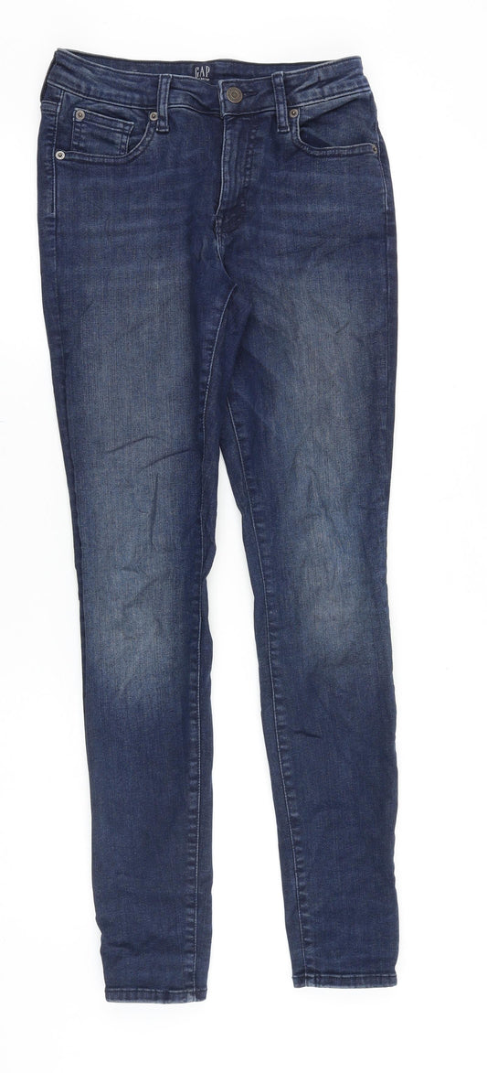 Gap Womens Blue Cotton Skinny Jeans Size 26 in Regular Zip