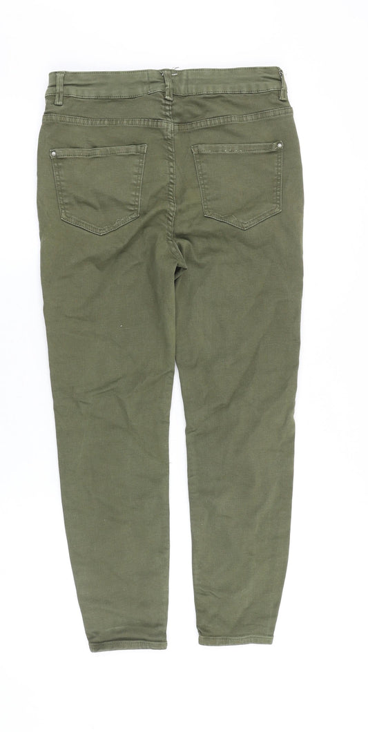 New Look Womens Green Cotton Skinny Jeans Size 28 in Slim Zip