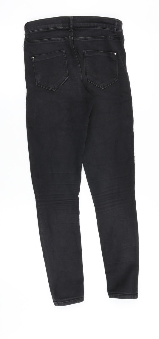Dorothy Perkins Womens Black Cotton Skinny Jeans Size 8 Slim Zip