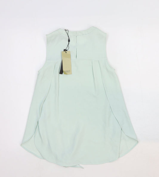 Coast Womens Blue Viscose Basic Tank Size 6 Round Neck