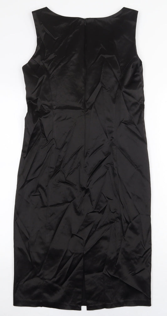 Wallis Womens Black Polyester Shift Size 12 Boat Neck Zip