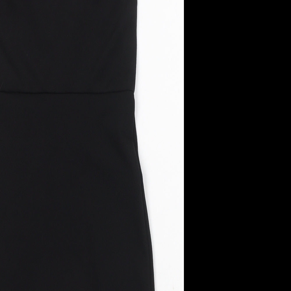 Miss Selfridge Womens Black Polyester Mini Size 8 Square Neck Pullover