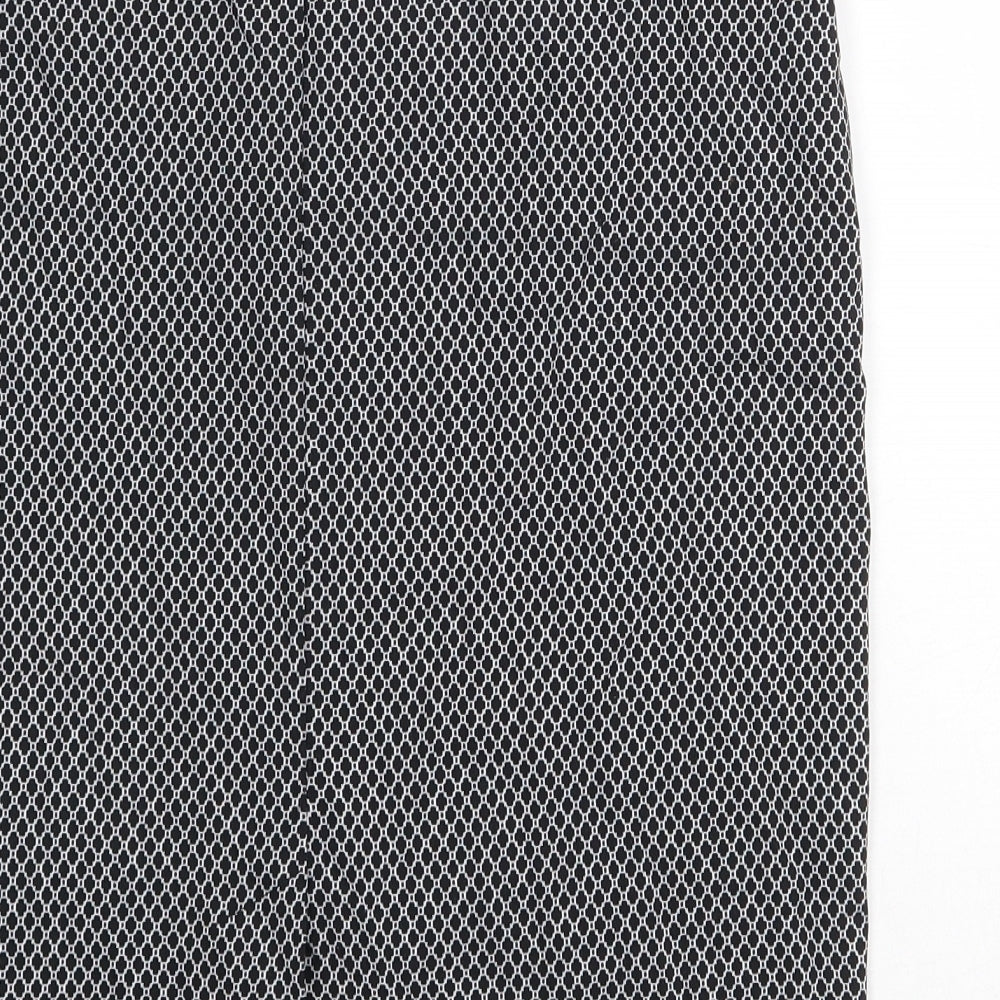 Lila Rose Womens Black Geometric Viscose Straight & Pencil Skirt Size 14 Zip