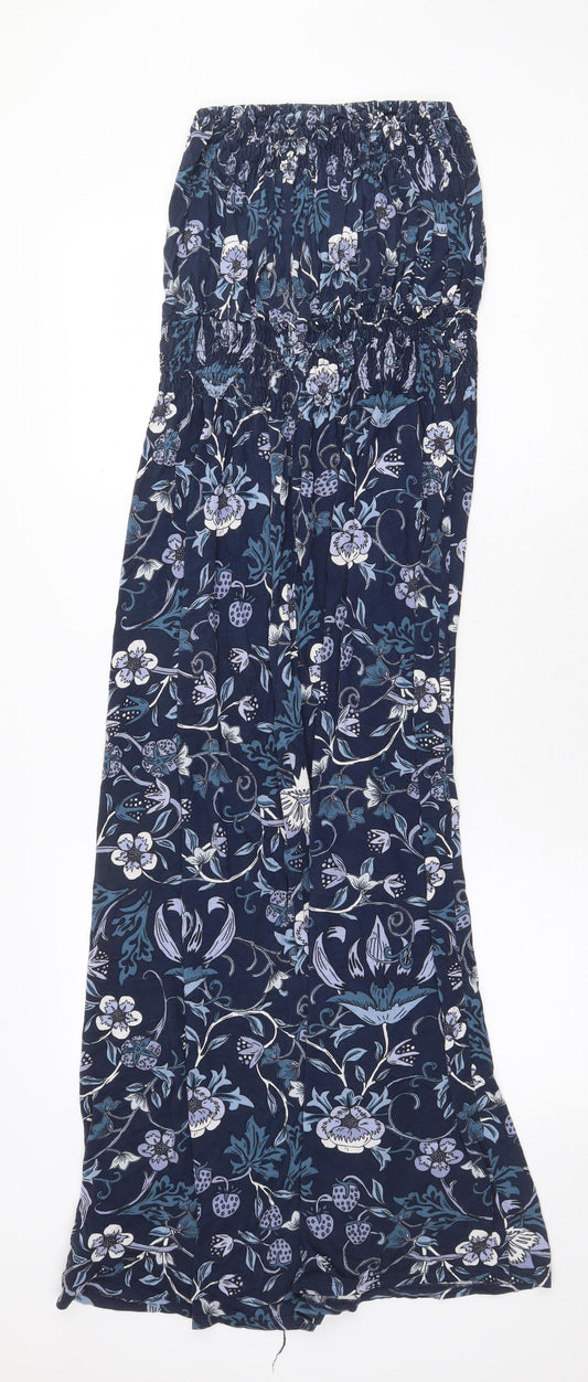 NEXT Womens Blue Floral Cotton Maxi Size 6 Square Neck Pullover