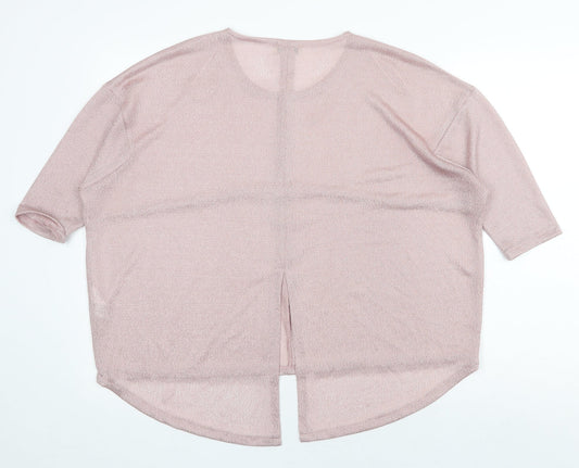 Papaya Womens Pink Polyester Basic Blouse Size 10 Scoop Neck