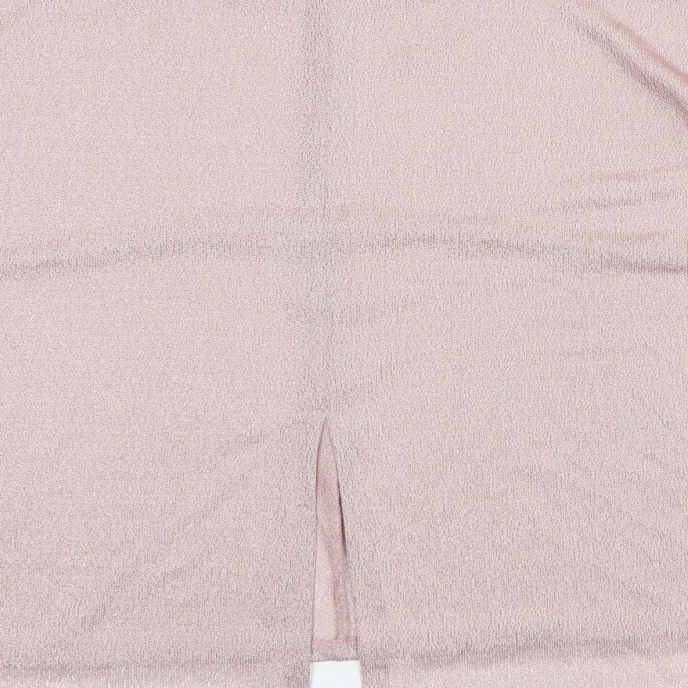 Papaya Womens Pink Polyester Basic Blouse Size 10 Scoop Neck