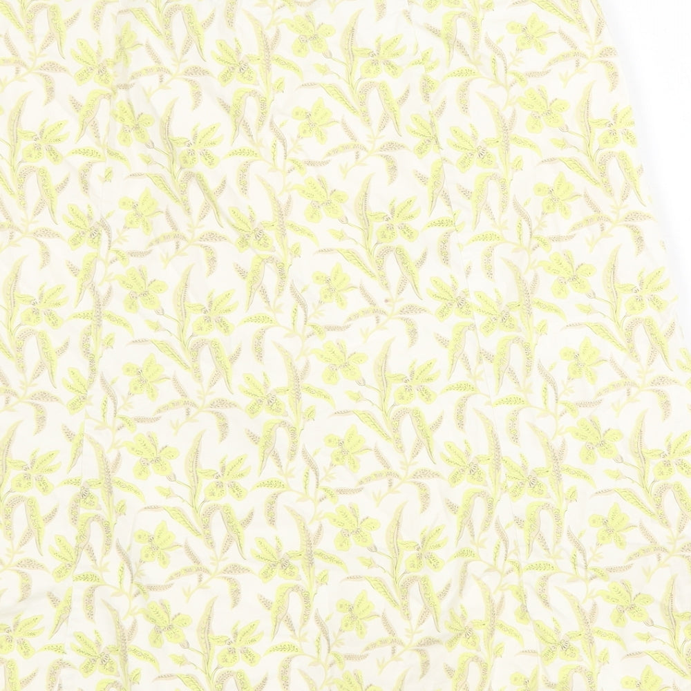 Gap Womens Yellow Floral Cotton Swing Skirt Size 8 Zip