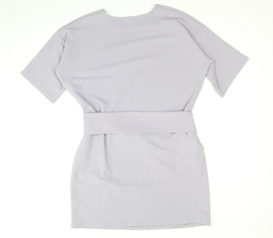 Boohoo Womens Blue Polyester Shift Size 10 Boat Neck Pullover