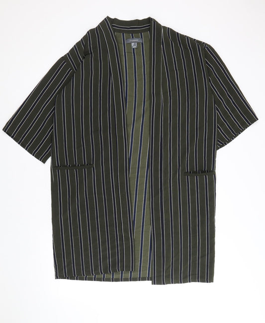 Atmosphere Womens Green Striped Polyester Kimono Blouse Size 6 V-Neck
